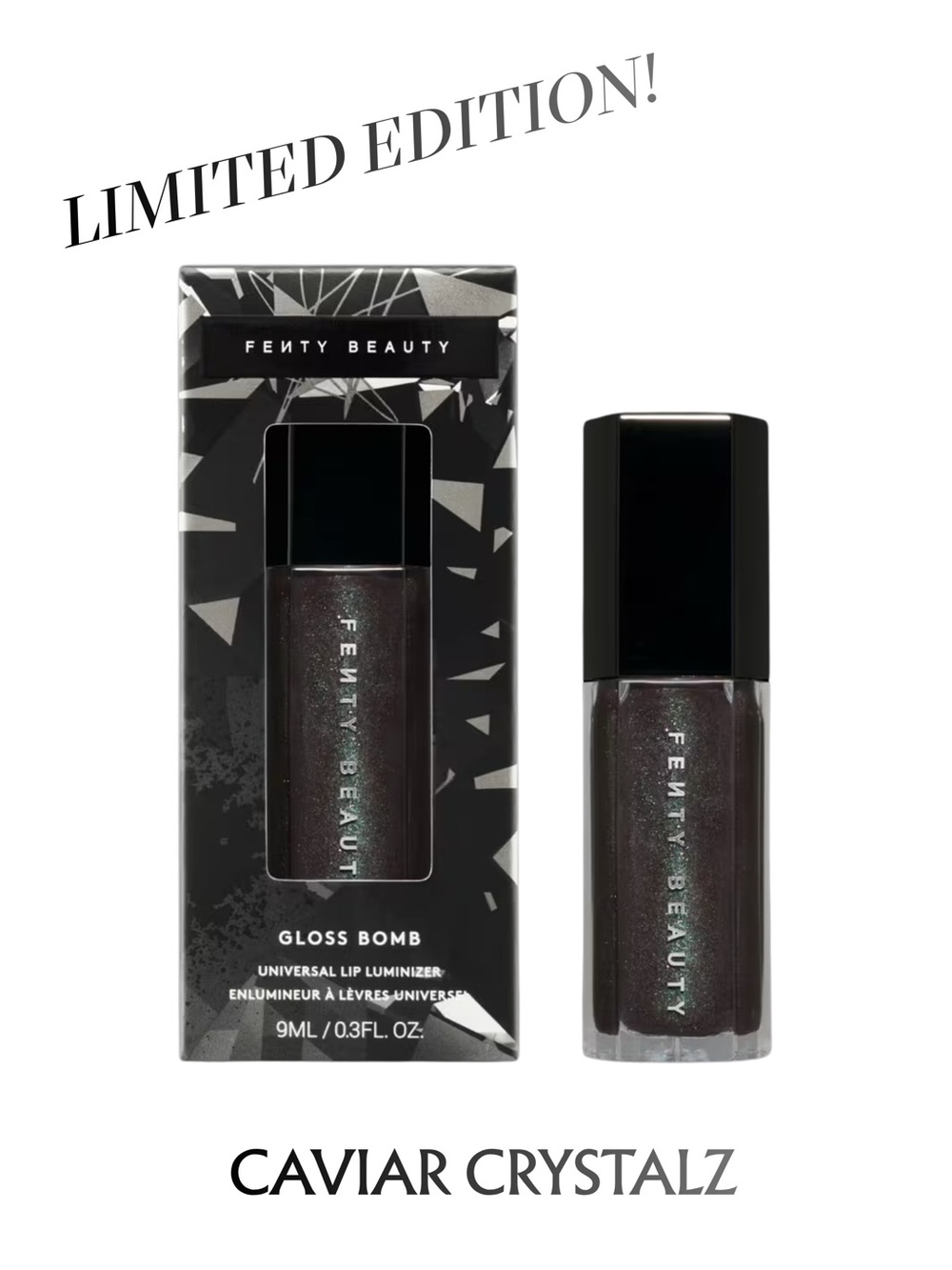 FENTY BEAUTY Gloss Bomb Lip Luminizer in Caviar Crystalz - .30 oz NIB L.E.